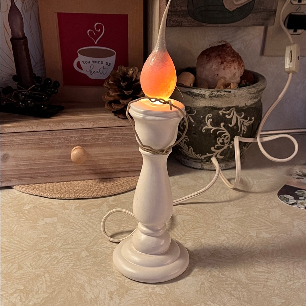 Elegant Ceramic White Candle Holder Lamp includes bulb
